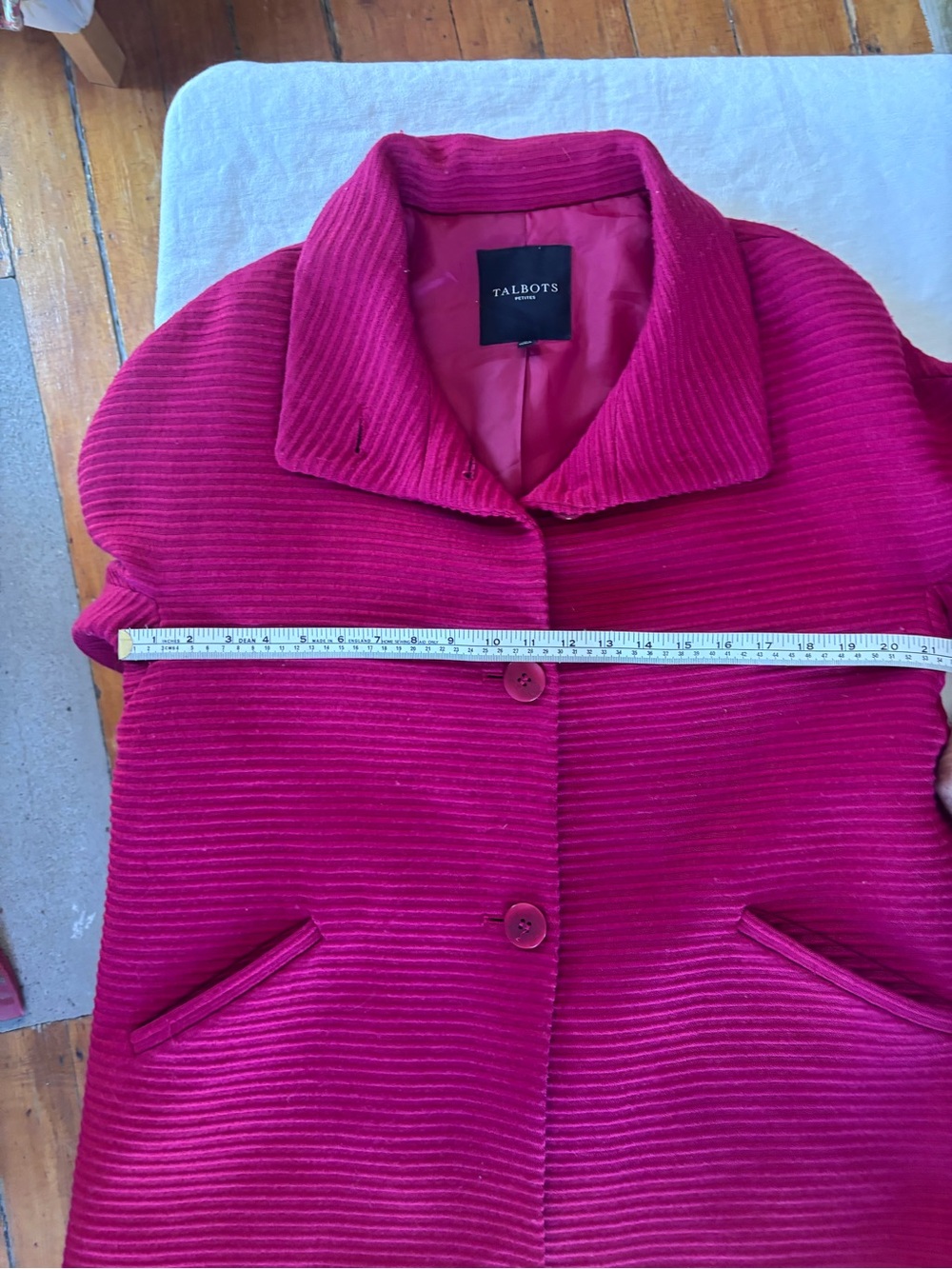 Women’s Talbots Wool Blend Stand Collar Button Front Lined Pea Coat Size 14P - Picture 6 of 11